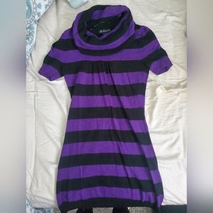 INC Purple/black striped sweater tunic, size Small